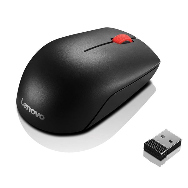 Compacte Lenovo draadloze muis met USB-ontvanger, ideaal voor thuis en op kantoor, biedt nauwkeurige bediening en draadloze vrijheid voor een efficiënte werkervaring.
