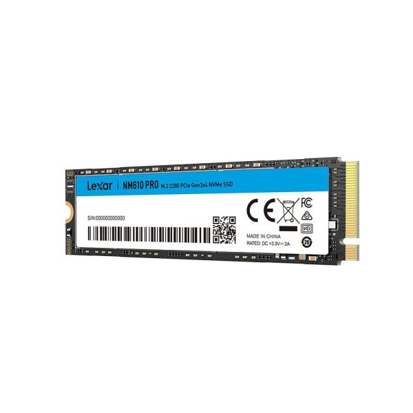 Lexar NM610 PRO 500GB PCIe Gen3 x4 NVMe SSD met snelle leessnelheid van 3300MB/s en schrijfsnelheid van 1700MB/s, ideaal voor gaming en high-performance computers.