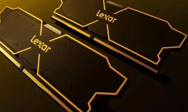 Lexar Thor OC 16GB DDR5 RAM modules met zwart en geel ontwerp, geschikt voor high-performance gaming en overklokken.