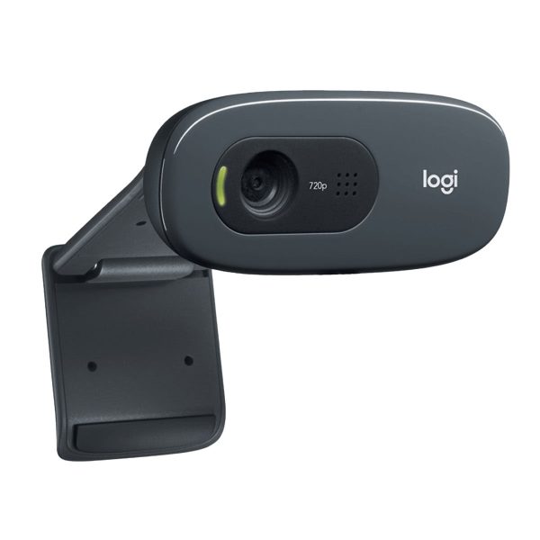 Logitech C270 HD webcam met microfoon, 720p videoresolutie, ideaal voor gaming en videoconferenties. Compact ontwerp met verstelbare standaard voor optimale positionering.