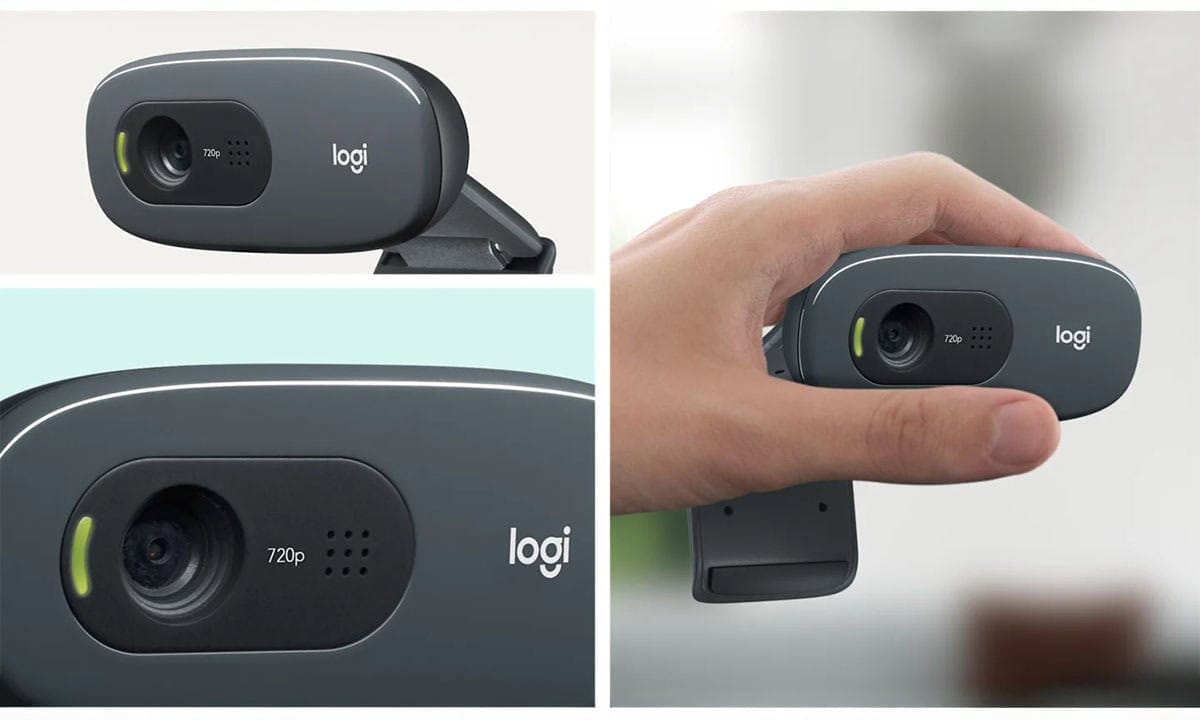 Logitech C270 HD webcam met microfoon, 720p video, ideaal voor online communicatie en streaming. Compact ontwerp met ingebouwde microfoon voor heldere audio.