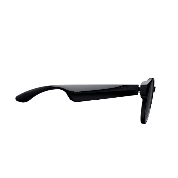 Razer Anzu slimme bril met blauwlichtfilter en ronde lens, ontworpen voor comfort en bescherming tegen blauw licht tijdens gebruik van digitale schermen.