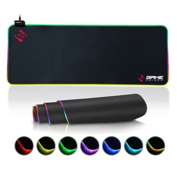 RGB Gaming Muismat met antislip rubber basis en grote afmeting 80×30cm.