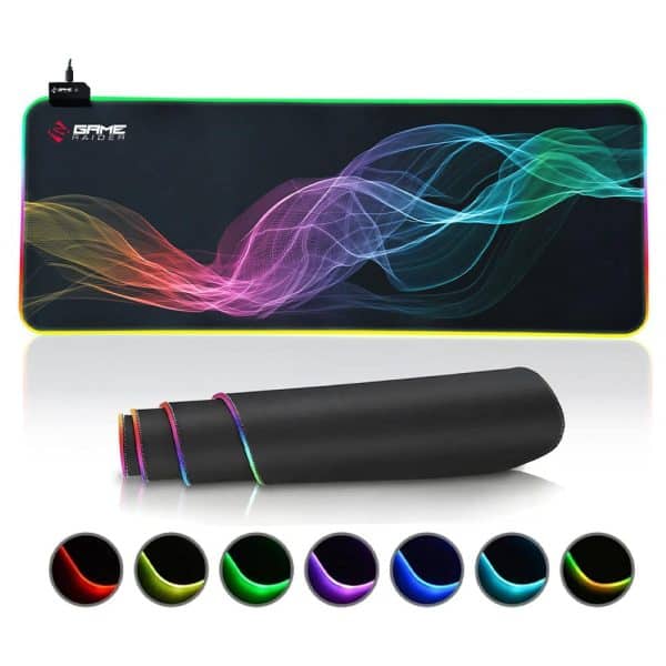 Uitgebreide gaming muismat met kleurrijk RGB-verlichting, perfect voor gamers die op zoek zijn naar precisie en stijl. Geschikt voor professionele gaming setups en optima prestaties.