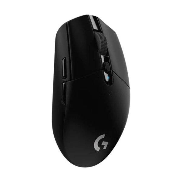 Zwarte Logitech G305 LIGHTSPEED draadloze gaming muis met ergonomisch ontwerp en programmeerbare knoppen, ideaal voor competitief gamen en precisie.