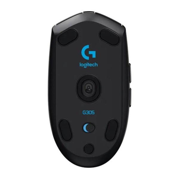 Draadloze Logitech G305 LIGHTSPEED gaming muis in zwart, ontworpen voor precisie en snelheid, ideaal voor competitief gamen en comfortabel gebruik.