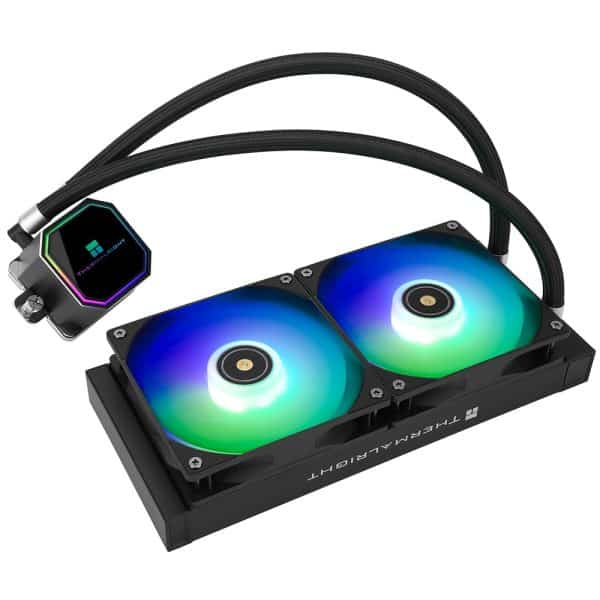 Een high-performance CPU koelset met RGB-LED-verlichting, geschikt voor gamers en pc-enthousiastelingen op zoek naar optimale koeling en esthetiek voor hun gaming setup.