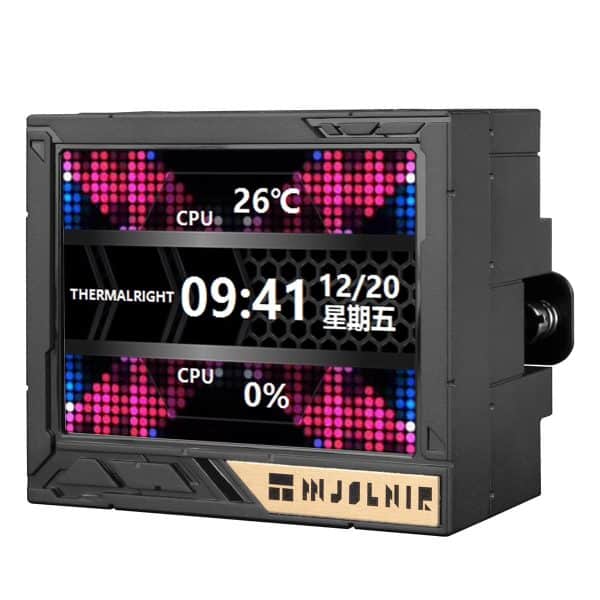 Geavanceert gaming display met LED-scherm, toont CPU temp, tijd, datum en batterijstatus, ideaal voor gamers, eSports, en tech-liefhebbers op Azoth Gaming.nl.