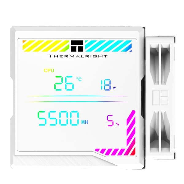 Digitale temperatuurregelaar met helder verlichte cijfers en kleurencodes voor temperatuur, spanning en frequentie, ideaal voor precisie in gaming en technische toepassingen.