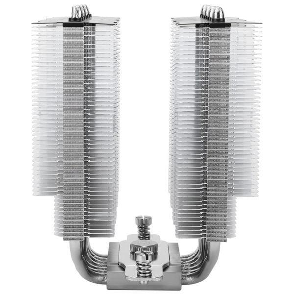 Vlakke grafische koeler met dubbele heatsinks voor optimale CPU-koeling en prestaties.