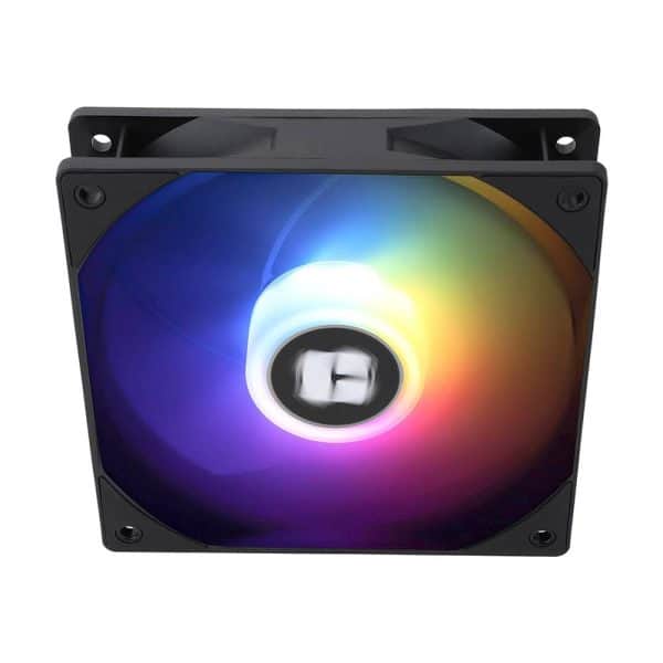 Een kleurrijke RGB-ventilatorfan voor effectieve koeling met verlichte RGB-cirkel, perfect voor gaming setups. Geschikt voor pc builds, optimaliseert temperaturen en voegt esthetiek toe aan je gamingruimte.