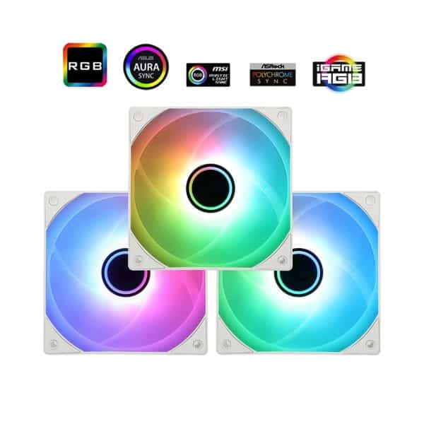 Hoogwaardige RGB ventilatoren met dynamische verlichting voor gaming en PC-assemblages, compatibel met Aura Sync en andereRGB-systemen voor optimale sfeer en prestaties.