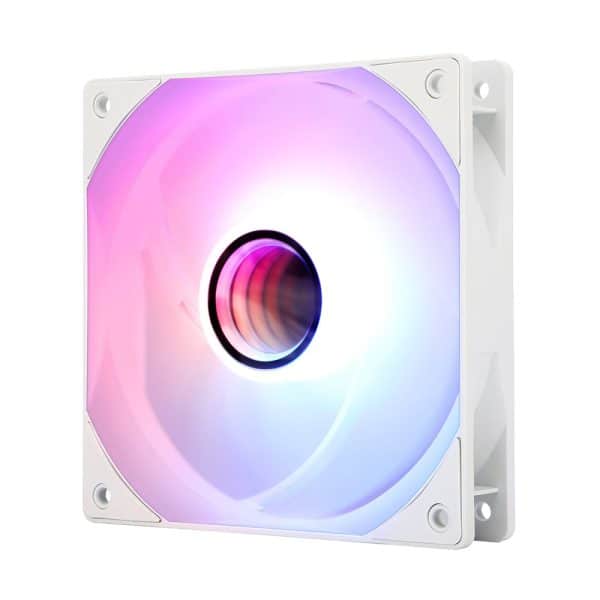 Moderne RGB ventilator met kleurrijke verlichting, ideaal voor gaming en pc custom builds. Verbetert de luchtstroom en voegt esthetiek toe aan elke gaming setup. Perfect voor gamers en techliefhebbers.