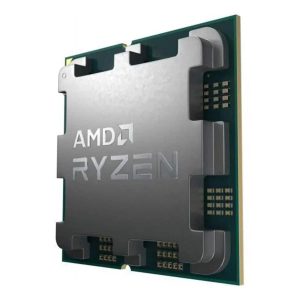 Close-up van de AMD Ryzen 5 9500F processor, geschikt voor gaming en high-performance computing, met 6 kernen, 4nm technologie en AM5 socket.