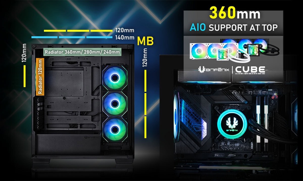 ARBG Fishtank behuizing met USB 3.1 en glas, geschikt voor gaming PC's.