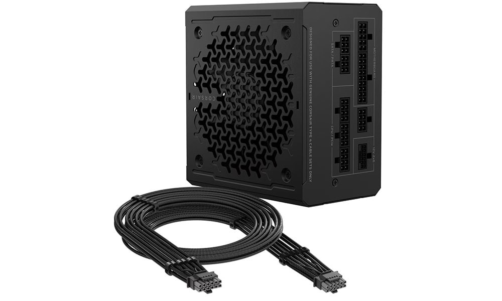 Corsair RM1000e 2025 1000W volledig modulaire voeding met PCIe 5.1 en 80+ Gold efficiëntie, geschikt voor high-performance gaming en krachtige PC-builds.