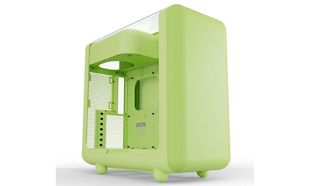 Groen HYTE X50 Matcha ATX mid tower gaming behuizing met gehard glas en USB 3.2, ideaal voor gaming en high-performance PC builds.