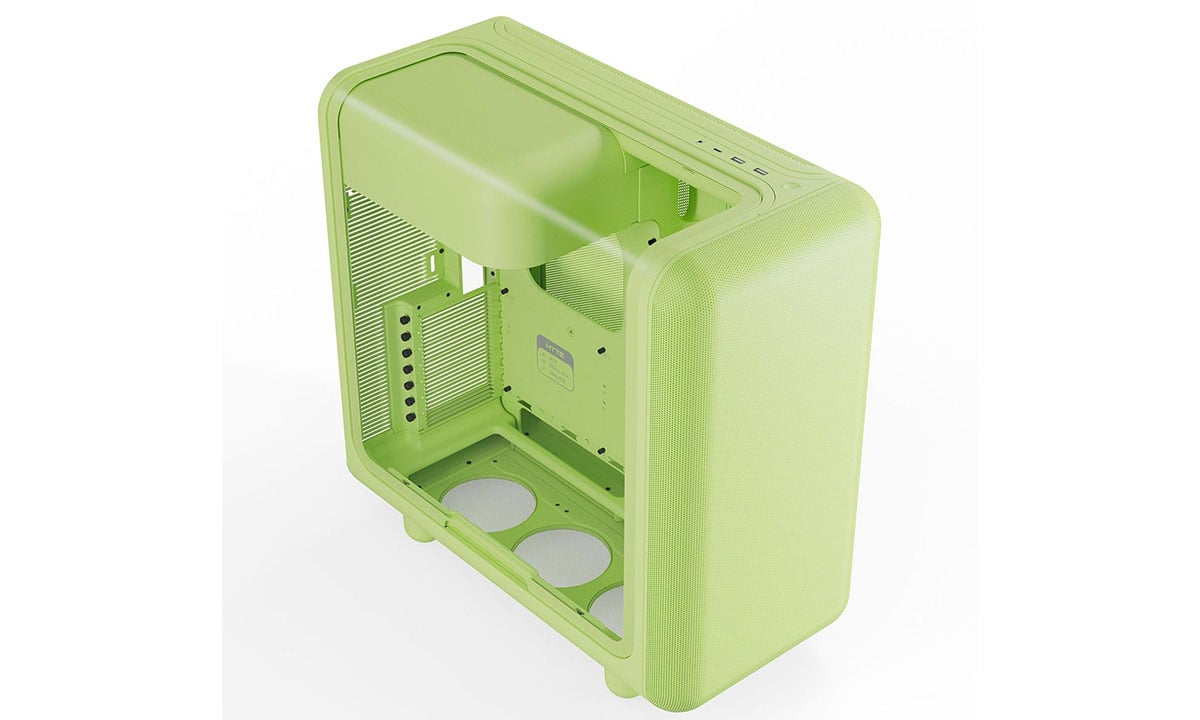 HYTE X50 Matcha behuizing met gehard glas en USB 3.2, geschikt voor gaming en krachtige PC-builds. Compact ATX mid tower met modern design en goede ventilatie.