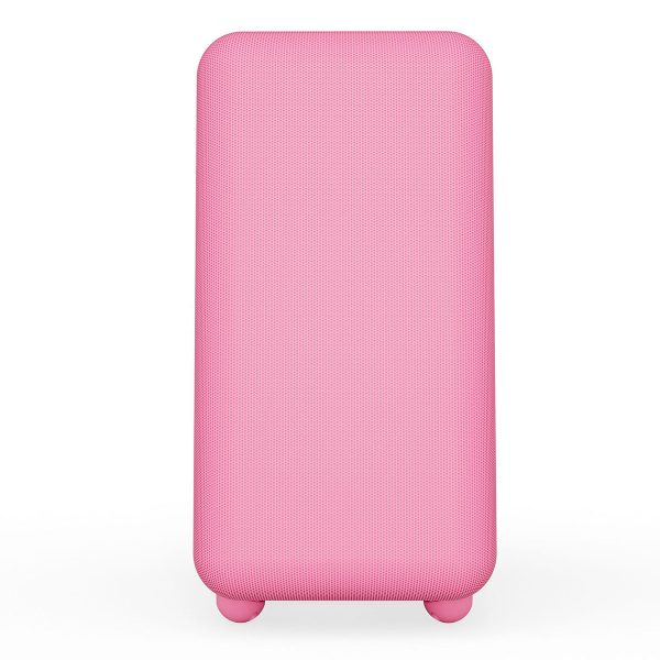 Roze Strawberry Milk Gehard Glas ATX Mid Tower gaming behuizing met USB 3.2, geschikt voor krachtige gaming PC's, met strak design en stevige constructie.