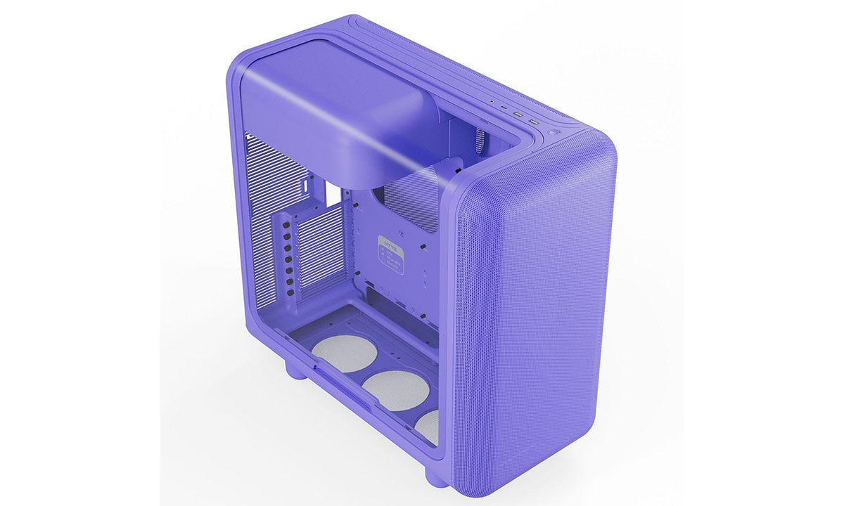 Moderne Taro Milk kleurige ATX mid-tower gaming behuizing met gehard glas en USB 3.2, ideaal voor gaming en high-performance PC builds.