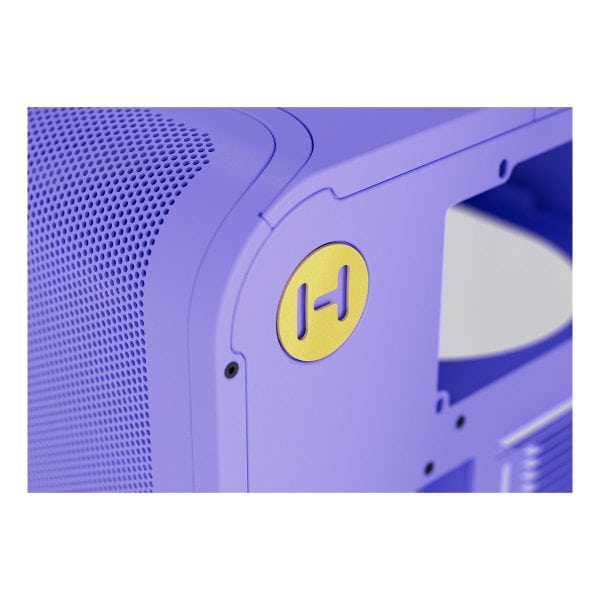 Taro Milk Gehard Glas gaming behuizing met USB 3.2 en modern ontwerp.