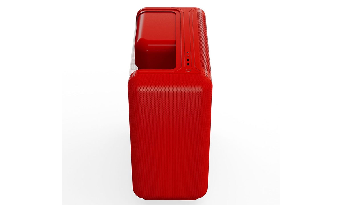 Moderne Wild Cherry Gehard Glas gaming behuizing met USB 3.2 en ATX mid tower ontwerp, geschikt voor krachtige gaming systemen en optimale koeling.