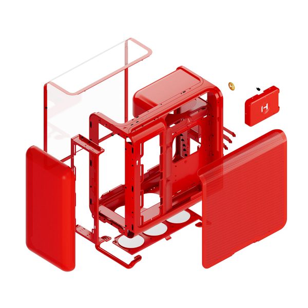 Optimaal ontworpen gaming behuizing met wild cherry afwerking en Gehard Glas voor high-end gaming systemen.