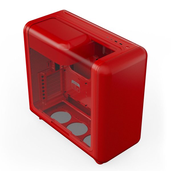 Rode HYTE X50 Wild Cherry Gehard Glas ATX mid tower gaming behuizing met USB 3.2, glas zijpaneel en ruimte voor krachtige gaming hardware.