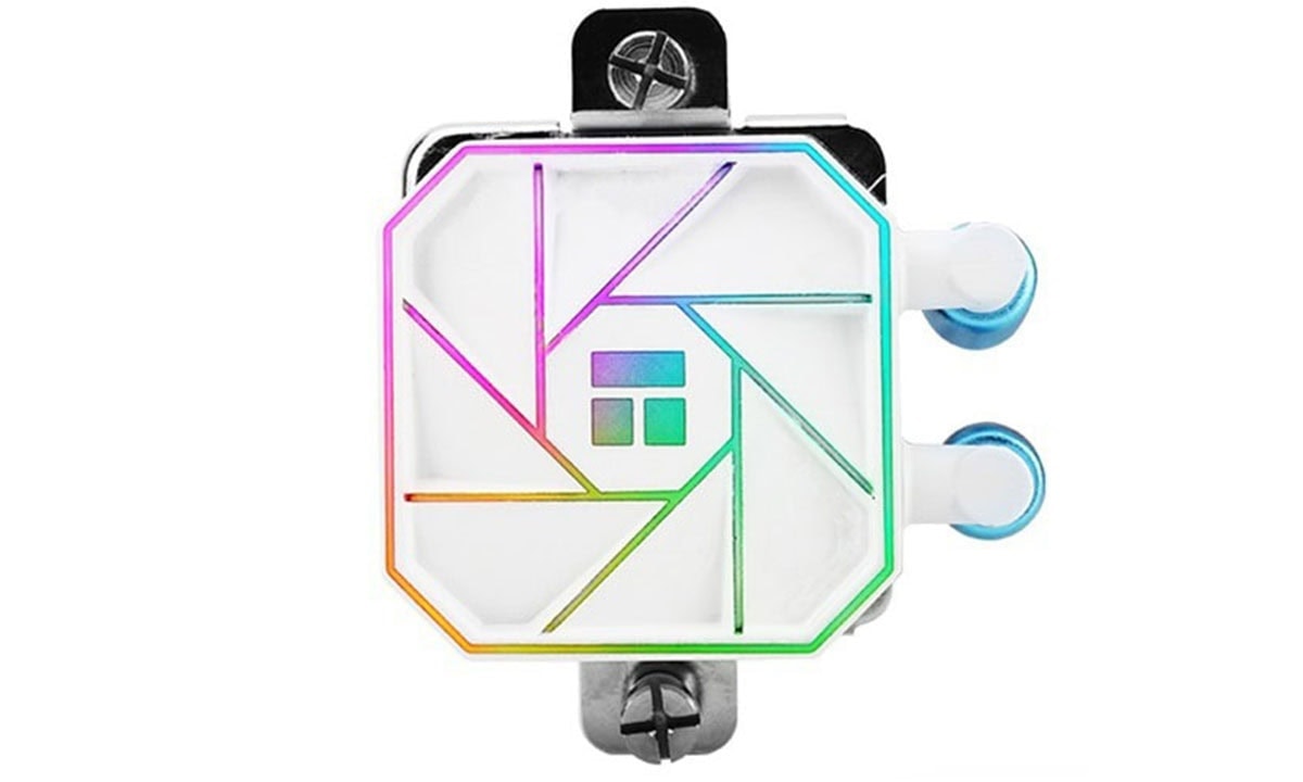 RGB waterkoeler voor CPU met kleurrijk verlichtingsdesign, compatibel met Intel en AMD, ideaal voor gaming en high-performance systemen.