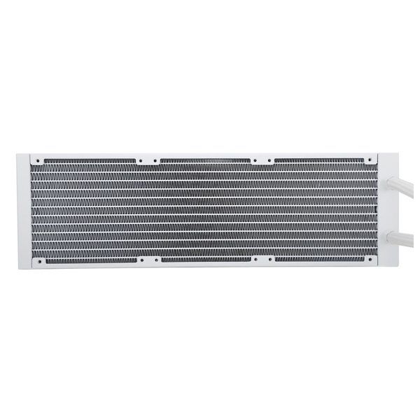 Koelradiator voor waterkoeling, geschikt voor CPU's, met een wit ontwerp en ARGB-verlichting, compatibel met Intel en AMD systemen.