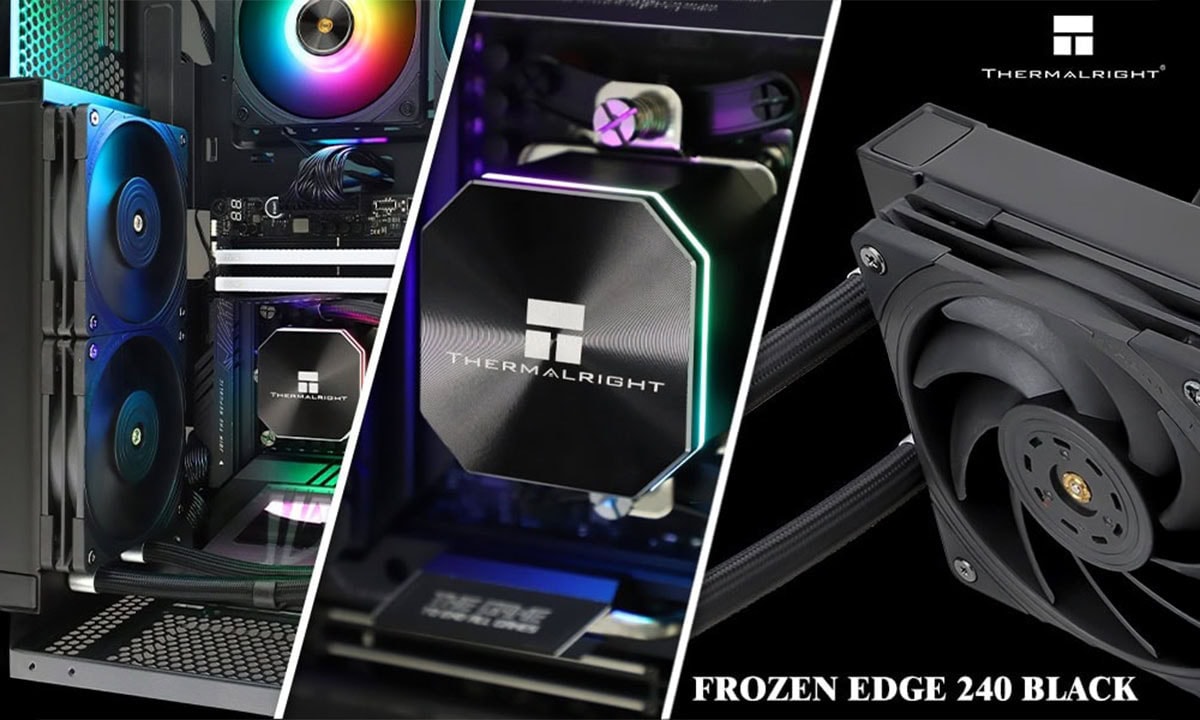 Koelersysteem voor CPU, Thermalright Frozen Edge 240 Black, 240mm radiator, compatibel met Intel en AMD, zwart waterkoelersysteem voor optimale koeling.