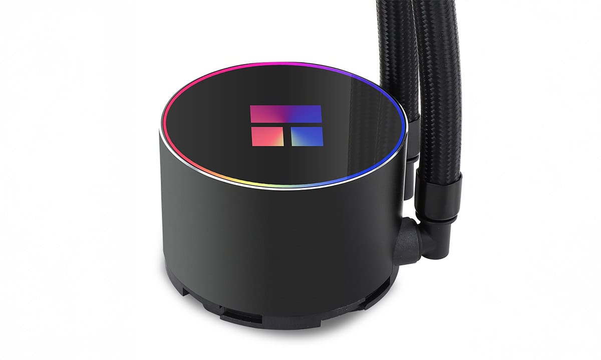 ARGB waterkoeler voor AMD compatibel, 360mm radiator, wit design.