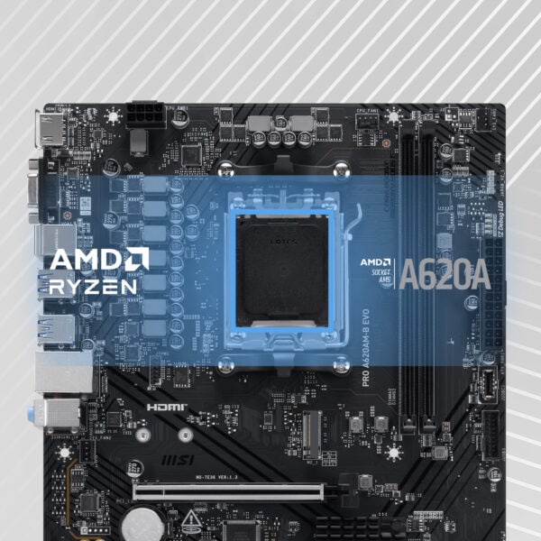 AMD Ryzen compatibel moederbord met DDR5 en PCIe 4.0 ondersteuning.