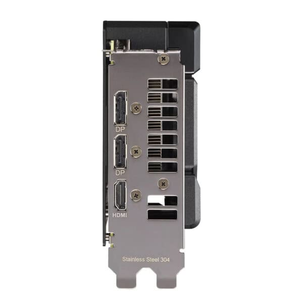 Beeld van een ASUS DUAL Radeon RX 9060 XT 16GB GDDR6 grafische kaart met diverse aansluitingen en ventilatoren, geschikt voor gaming en high-performance grafische toepassingen.