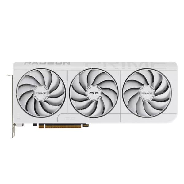 ASUS PRIME Radeon RX 9070 XT witte grafische kaart met 16GB GDDR6 geheugen en 256-bit interface, ideaal voor gaming en high-performance grafische toepassingen.