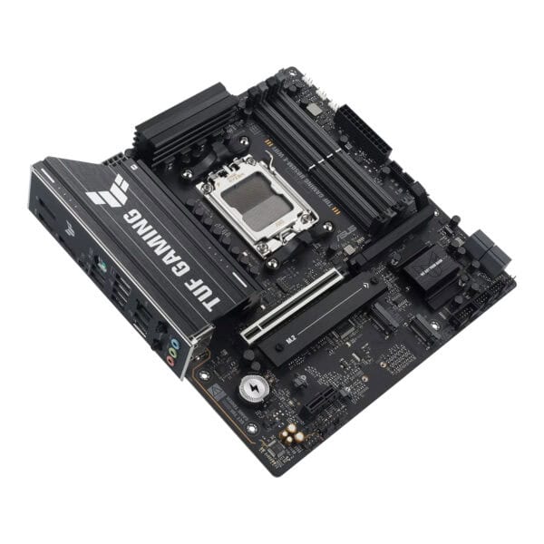 ASUS TUF GAMING B850M-E WIFI moederbord met DDR5, M.2, HDMI, DP, AM5 socket en WiFi-ondersteuning, ideaal voor gaming en high-performance PC-builds.