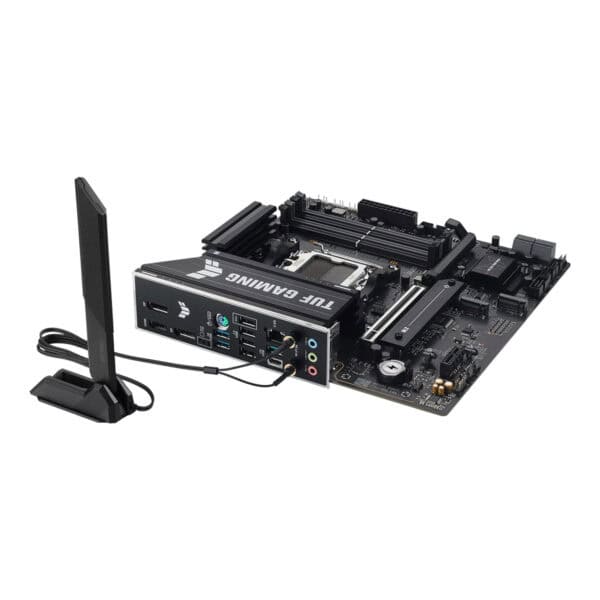 ASUS TUF GAMING B850M-E WIFI moederbord met DDR5, M.2, HDMI, DP, WiFi 6, geschikt voor AMD AM5 CPU's, ideaal voor gaming en high-performance PC builds.