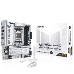 ASUS TUF B850M-PLUS WIFI7 moederbord met DDR5, WiFi 7, HDMI, DP, socket AM5, M.2, mATX, gaming compatibel.