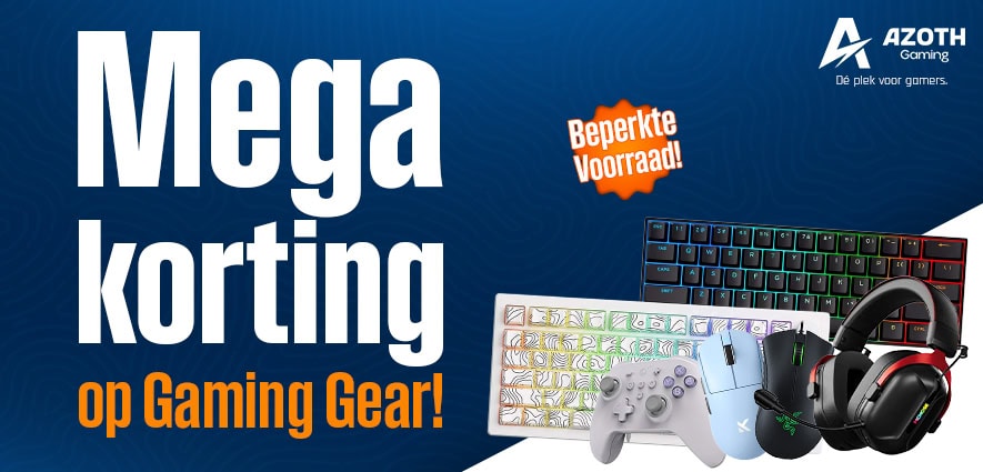 Mega korting op Gaming Gear! Grootschalige aanbieding van gaming accessoires en gear bij Azoth Gaming, inclusief toetsenborden, muizen, headsets en controllers met korting.