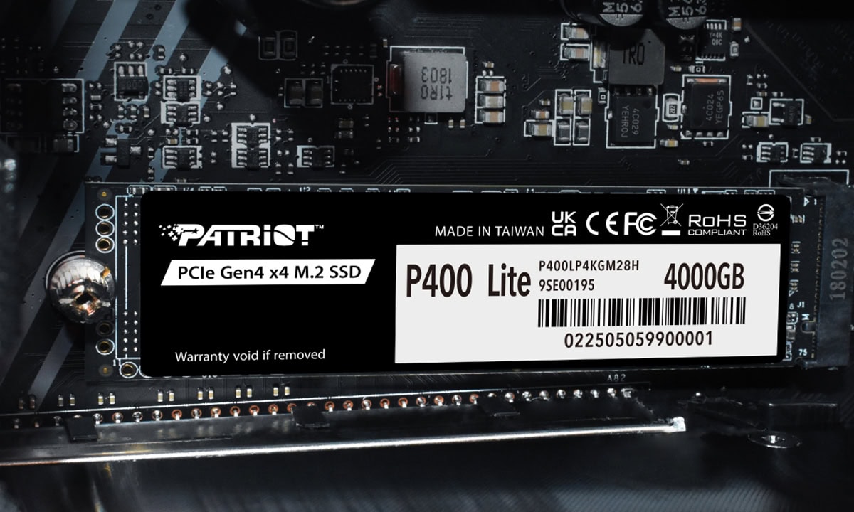 SSD P400 Patriot, 4000GB, NVMe PCIe Gen4, voor gaming en opslag.