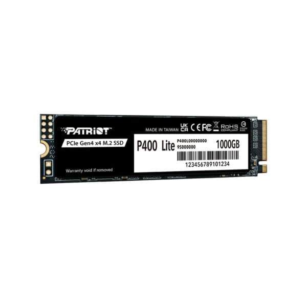 Patriot P400 Lite 1TB PCIe Gen4 x4 M.2 SSD voor snelle gegevensoverdracht en gamingprestaties. Compacte opslagoplossing met hoge snelheid voor gaming en professionele toepassingen.