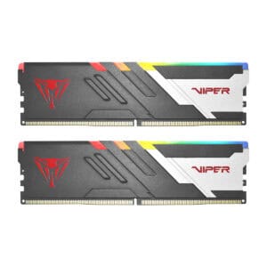Dual Viper Venom RGB DDR5 RAM modules met kleurrijke verlichting, geschikt voor gaming en high-performance PC builds.