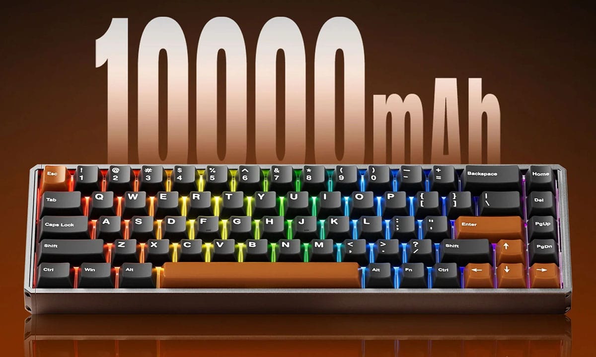Compact gaming toetsenbord AKKO MOD68 HE in Misty Black Brown met RGB-verlichting, magnetische switches, draadloze connectie en hall effect technologie voor optimale gaming prestaties.