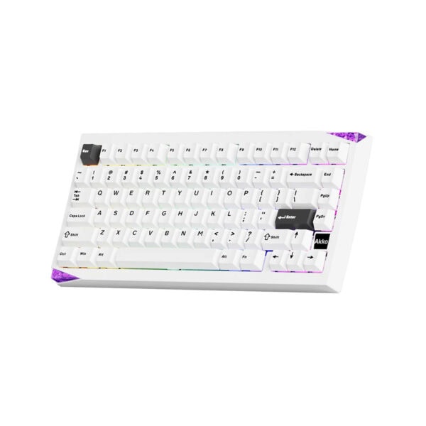 Compact draadloos mechanisch gaming toetsenbord met Stellar Rose switches, RGB-verlichting en hot-swap functies, perfect voor gamers en typisten.