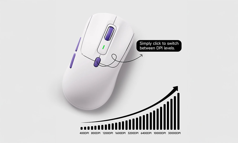 AKKO Pulse 01 Wit 8K Hz PixArt 3950 Sensor Draadloze Gaming Muis h6