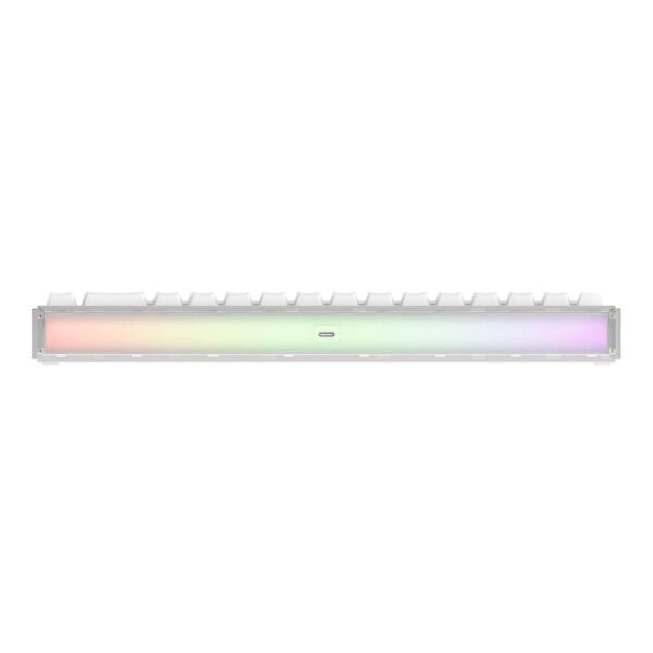 Akko Ray68 HE wit draadloos gaming toetsenbord met RGB-verlichting, magnetische switches, hall effect, 8K Hz polling rate en hot-swap functies, perfect voor gamers en tech-liefhebbers.