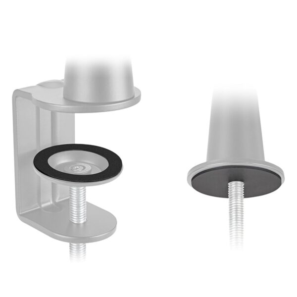Close-up van de Brateck 719mm microfoonarm (MDS13-2) met verstelbare schroef en bevestigingsklem, ideaal voor professionele audio- en streamingopstellingen.
