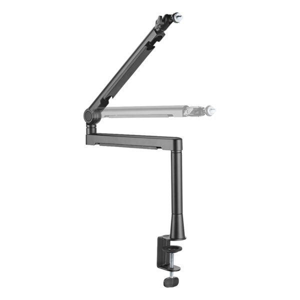 Professionele 719mm microfoonarm van Brateck, ideaal voor streaming en podcasting, met verstelbare arm en stevige klem voor optimale positionering.