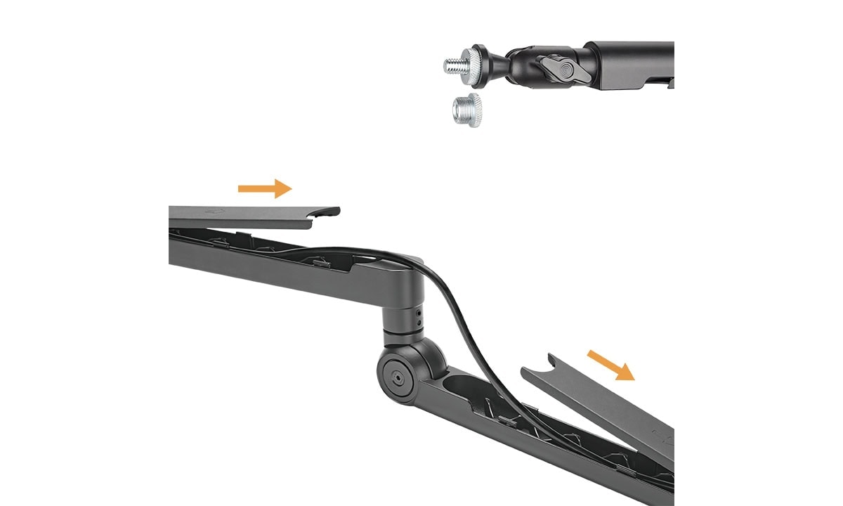 Flexibele Brateck microfoonarm van 719mm voor optimale positionering en gebruiksgemak, ideaal voor streamers, podcasters en professionals die een stevige en verstelbare microfoonhouder zoeken.