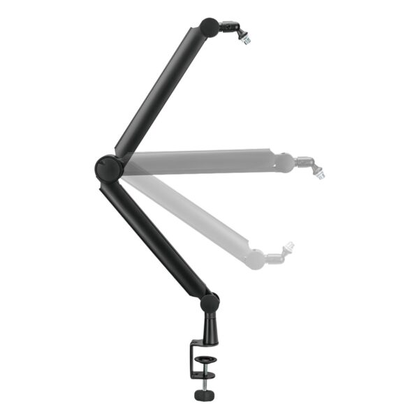 Professionele microfoonarm van 800mm lengte, ideaal voor streaming, podcasting en opname studio's, met stevige bevestiging en verstelbare arm voor optimale positionering.